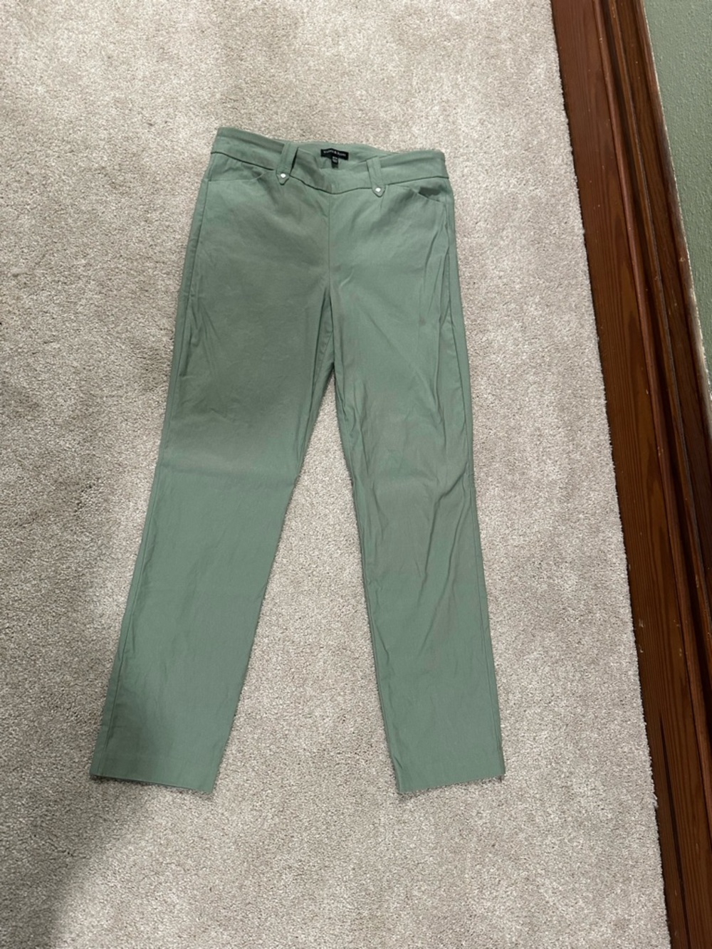 Classic Straight-Leg Trousers in Sage Green by Apt. 9